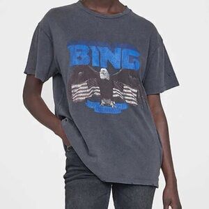 Anine Bing Vintage Eagle Los Angeles Tee in washed black size medium
